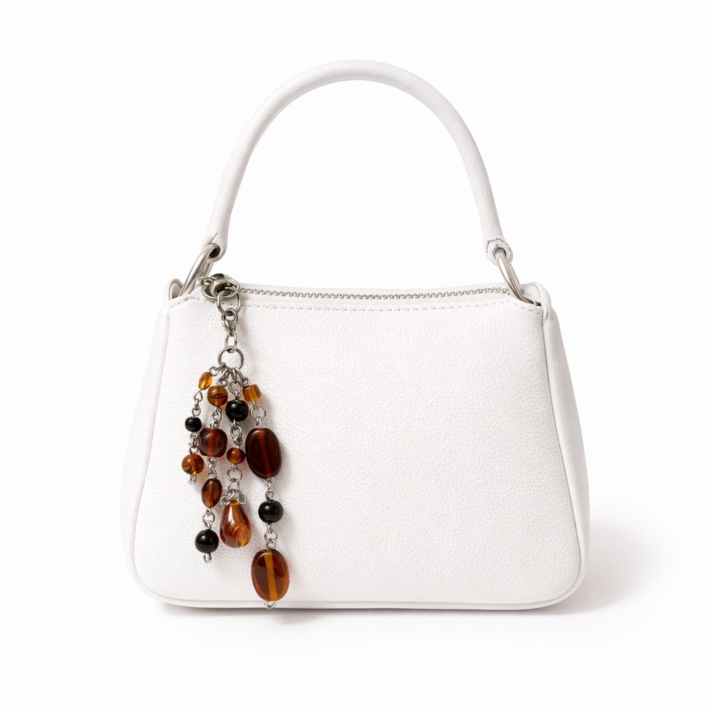 Amber Brown Black Beaded Charm - Keychain Bag Charm Zipper Pull | Minimalist - Picture 3 of 5